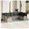 Image de Ensemble de Canapé de Jardin de 9 Pièces avec Coussins Gris Clair Rotin Synthétique