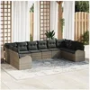 Image de Ensemble de Canapés de Jardin 10 Pièces avec Coussins Gris Poly Rattan