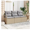 Image de Set de canapé de jardin 3 pièces avec coussins Beige Poly Rattan, Canapé de jardin 2 places avec coussins Beige Poly Rattan