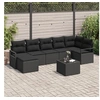 Image de Canapé de jardin 8 pièces avec coussins beige en poly rotin, Canapé de jardin 2 places avec coussins noirs en poly rotin 3346483