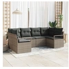 Image de Ensemble de 6 Pièces de Canapé de Jardin avec Coussins Gris Poly Rattan, Canapé de Jardin 2 Places avec Coussins Gris Poly Ratt