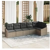 Image de Set de 6 canapés de jardin avec coussins gris poly rotin