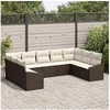 Image de Ensemble de Canapés de Jardin 9 Pièces avec Coussins Marron Rotin PE 3346878