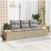 Image de Ensemble de Canapés de Jardin 3 Pièces avec Coussins Beige Rotin Poly 3346920