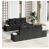 Image de Ensemble de Canapés de Jardin 7 pièces Noir Rattan avec Housses 3346953