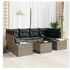 Image de Ensemble de sofa de jardin de 7 pièces avec coussins gris en poly rotin
