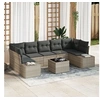 Image de Set de Canapé de Jardin 8 Pièces avec Coussins Gris Clair Poly Rattan