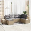 Image de Set de canapé de jardin 6 pièces avec coussins beige en poly rattan 3347130