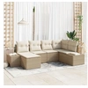 Image de Ensemble de canapé de jardin 6 pièces avec coussins Rattan poly beige