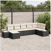 Image de Salon de jardin modulable GENERIQUE rotin 7 pieces noir 62 x 184 x 69 cm