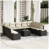 Image de Ensemble de canapé de jardin 9 pièces avec coussins poly rattan marron