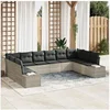 Image de Set de Canapés de Jardin 10 pièces avec Coussins Gris Clair Rattan