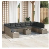 Image de Ensemble de canapé de jardin de 10 pièces avec coussins Noir Poly Rattan