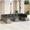 Image de Ensemble de Canapé de Jardin de 11 Pièces avec Coussins Gris Rattan