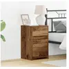 Image de Table de chevet avec lumières LED en bois ancien