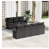 Image de Ensemble de 8 Canapés de Jardin avec Coussins en Noir Poly Rattan