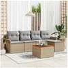 Image de Ensemble de salon de jardin 6 pièces avec coussins beige en poly rattan et acacia 3347315