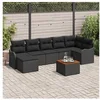 Image de Ensemble de Sofa de Jardin 8 Pièces avec Coussins Noir Poly Rattan Acacia, Sofa de Jardin 2 Places avec Coussins Noir Poly Ratt