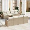 Image de Ensemble de canapés de jardin 9 pièces avec coussins Beige Rotin Polyester