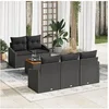 Image de Ensemble de 6 canapés de jardin avec coussins noir en poly rattan