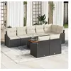 Image de Ensemble de Canapé de Jardin 9 Pièces avec Coussins Noir Poly Rattan Acacia