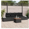 Image de Set de canapé de jardin 5 pièces avec coussins poly rotin noir acacia
