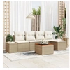 Image de Ensemble de canapés de jardin 6 pièces avec coussins Beige Rotin Synthétique Acacia