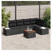 Image de Salon de jardin modulable GENERIQUE rotin 6 pieces noir 55 x 55 cm