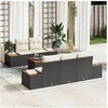 Image de Ensemble de Canapés de Jardin de 6 pièces avec Coussins Noir Poly Rattan Acacia