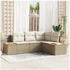 Image de Ensemble de canapés de jardin 4 pièces avec coussins Beige Poly Rotin Acacia