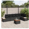 Image de Canapé de Jardin 7 Pièces avec Coussins Noir Rattan Poly Acacia 3348099