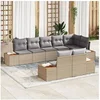 Image de Ensemble de canapés de jardin 8 pièces avec coussins Beige Rotin Synthétique