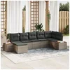 Image de Ensemble de canapé jardin 7 pièces avec coussins gris poly rotin acacia