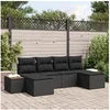 Image de Set de 6 pièces de canapé de jardin avec coussins Noir Poly Rotin Acacia 3348139