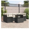 Image de Ensemble canapé jardin 7 pièces avec coussins Noir Rattan