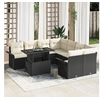 Image de Ensemble de 9 pièces de canapé de jardin avec coussins en rattan noir poly