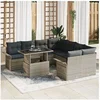 Image de Set de canapé de jardin 9 pièces avec coussins gris clair en poly rattan
