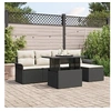 Image de Ensemble de Canapé de Jardin de 6 pièces avec Coussins en Poly Rattan Noir 3348263