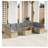 Image de Ensemble de Canapés de Jardin 11 Pièces avec Coussins Beige Rattan Poly