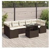 Image de Ensemble de canapé de jardin de 8 pièces avec coussins marron poly rattan, Canapé de jardin 2 places avec coussins marron 3348414