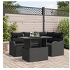 Image de Ensemble de Canapé Jardin 5 Pièces avec Coussins Rattan Polyéthylène Noir, Canapé de Jardin 2 Places avec Coussins Rattan Polyé