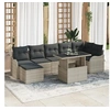 Image de Ensemble de Canapé de Jardin 8 Pièces avec Coussins Gris Clair Poly Rattan, Canapé de Jardin 2 Places avec Coussins Gris 3348508