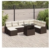 Image de Ensemble de canapés de jardin de 9 pièces avec coussins marron en poly rattan, Canapé de jardin 2 places avec coussins 3348514