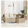 Image de Ensemble de Canapé de Jardin 5 Pièces avec Coussins Beige en Rotin Poly