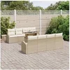Image de Ensemble de Canapés de Jardin 9 Pièces avec Coussins Beige Poly Rattan 3348607