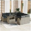 Image de Ensemble de canapé de jardin 9 pièces avec coussins en poly rotin gris clair