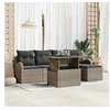 Image de Ensemble de Canapé de Jardin de 6 Pièces avec Coussins Gris Poly Rattan 3348625