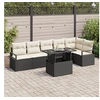 Image de Ensemble de Canapé de Jardin 7 Pièces avec Coussins Noir Poly Rattan, Canapé de Jardin 2 Places avec Coussins Noir Poly Rattan