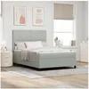 Image de Lit à ressorts avec matelas et lumière LED gris clair 140x190 cm en velours 3343244