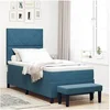 Image de Lit Box Spring avec Matelas & Banc Bleu Foncé 90x200 cm Velours 3344556
